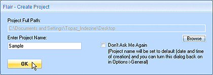 The Create Project dialog box