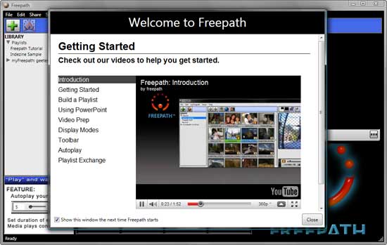 Freepath welcome screen