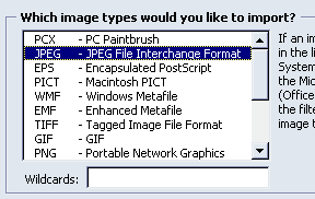 Choose image type to import