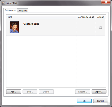 Presenters window Presenters window