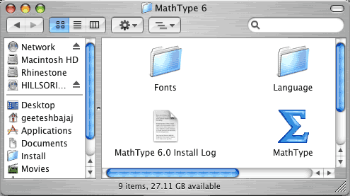 MathType in the Applications folder