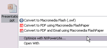 nxpowerlite integration within windows explorer