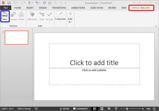 Office Timeline tab on the Ribbon