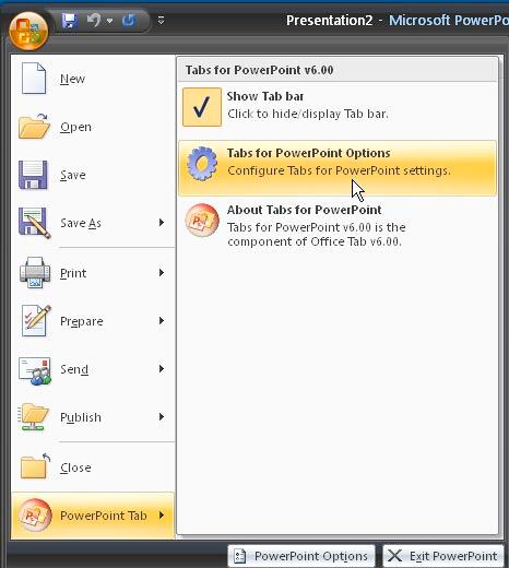 Tabs for PowerPoint Options