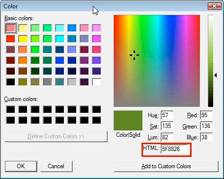 Pixie's Color dialog box Pixie's Color dialog box