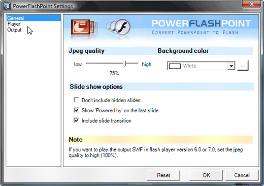 PowerFlashPoint settings