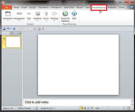 PowerMockup tab on the Ribbon PowerMockup tab on the Ribbon
