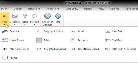Text drop-down gallery Text drop-down gallery