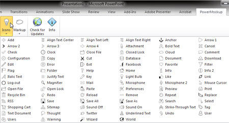 Icons drop-down gallery Icons drop-down gallery