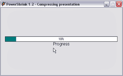 PowerShrink compression process for PowerPoint presentation