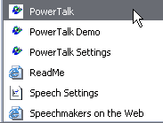 the powertalk menu provides several options