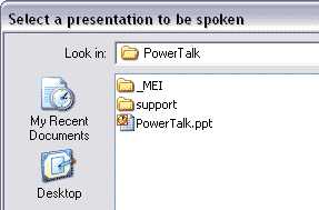 you need to choose a presentation that powertalk will narrate