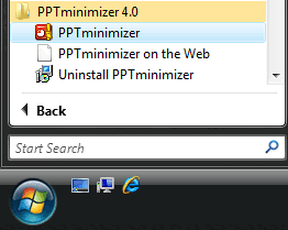 The PPTminimizer Start Menu Group