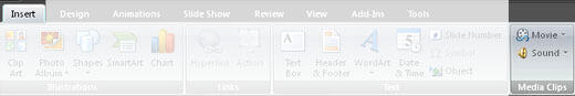 Insert tab of the Ribbon Insert tab of the Ribbon