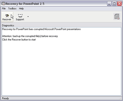 Recovery for PowerPoint interface<br />