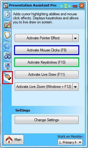 Pointer Effect option selected within the Main Control Pane