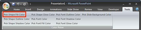 Color Picker group within Tools tab of the Ribbon