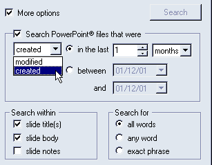 More Options in PowerSearch