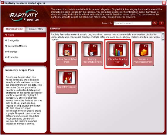 Raptivity Presenter Media Explorer