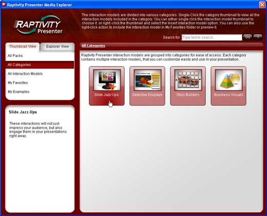 Raptivity Presenter Media Explorer Raptivity Presenter Media Explorer