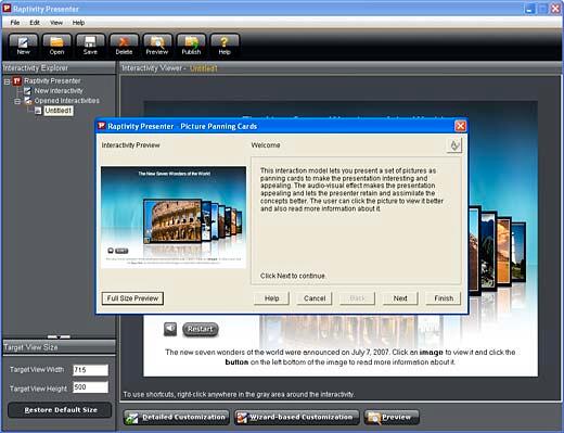 Raptivity Presenter interface Raptivity Presenter interface