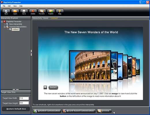 Raptivity Presenter interface Raptivity Presenter interface