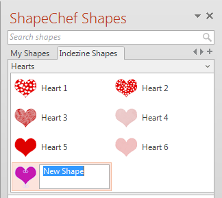 Selected shape added to library