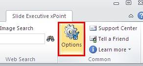 Options button within the Slide Executive xPoint tab