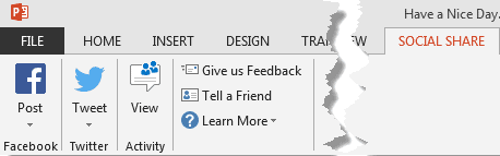Social Share tab of the Ribbon Social Share tab of the Ribbon