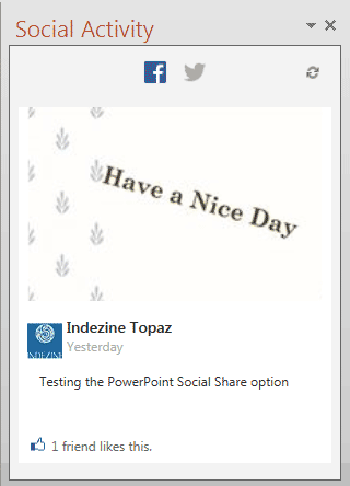 Social Activity Task Pane Social Activity Task Pane