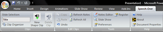 Speech-Over tab on the Ribbon