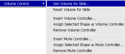 Volume Control menu options