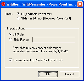 PowerPoint Import Options