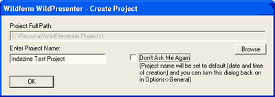 The Create Project dialog box