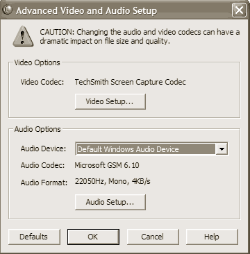 Video and Audio Options