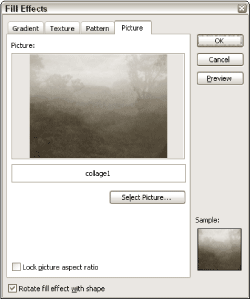 The Picture tab of the Fill Effects dialog box The Picture tab of the Fill Effects dialog box