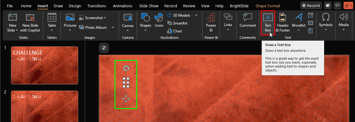 Insert a text box