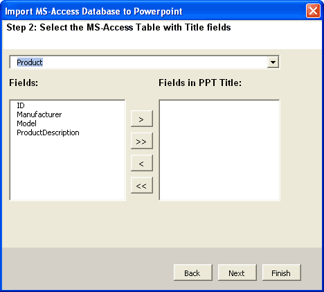 Choose a source table for the slide titles Choose a source table for the slide titles