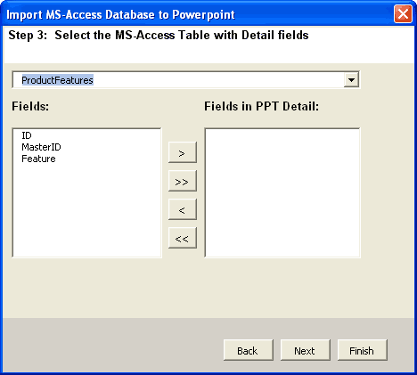 Choose a source table for the bulleted lists Choose a source table for the bulleted lists