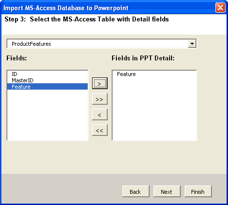 Choose fields for the bulleted lists Choose fields for the bulleted lists