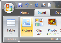 Picture option in the Insert tab