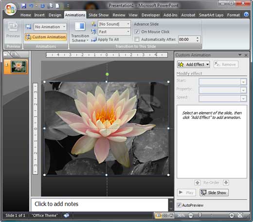 Custom Animation pane