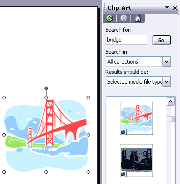 The Clip Art task pane The Clip Art task pane
