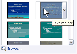 The Slide Design pane The Slide Design pane
