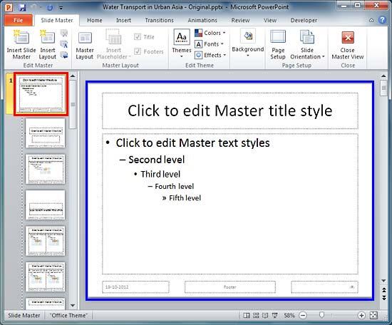 Slide Master selected within Slide Master view Slide Master selected within Slide Master view