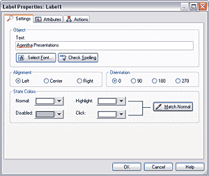 Label Properties dialog box