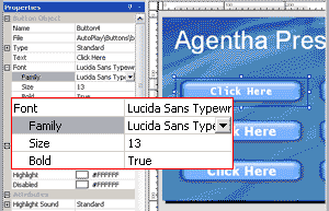 Format font and captions using the Properties panel