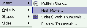 Option to insert SWF movies within PowerPoint