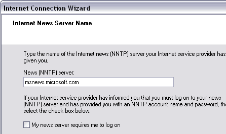 Add your NNTP server