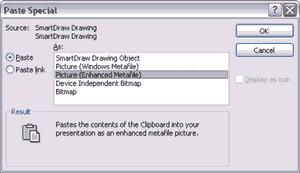 Paste Special dialog box